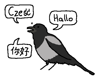 drawing of polyglot magpie